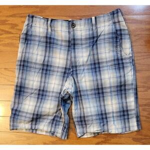 Banana Republic Blue Plaid Chino Shorts Men Size 34 100% Cotton
